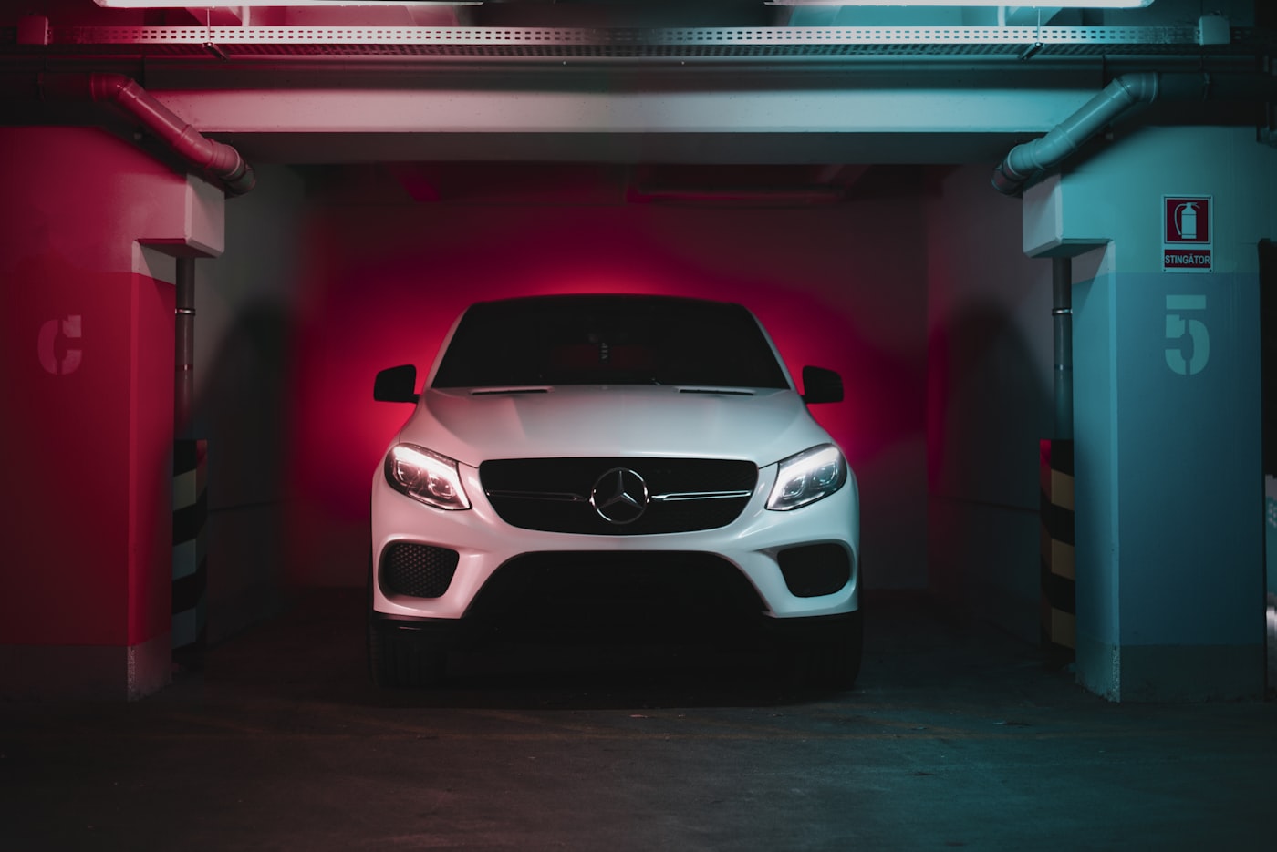 Car parked in a covered car park
